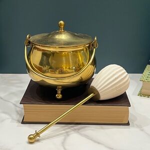 Vintage Brass Fire Starter Smudge Pot Cauldron Kettle W/Wand Mid Century Modern